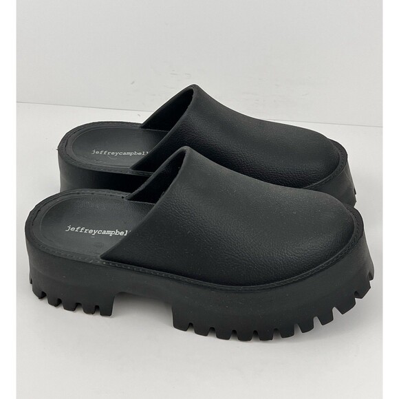 Jeffrey Campbell Shoes - Jeffrey Campbell Bae Platform Mules Size 8 Black Slip On Chunky Clog